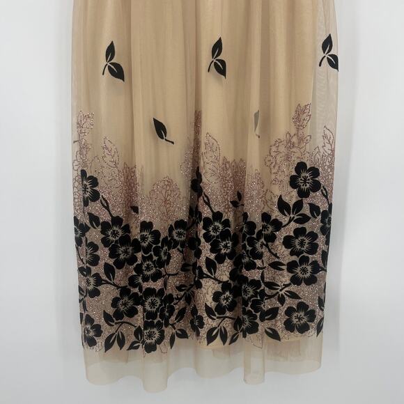 R&M Richards Y2K Velvet Mesh Dress 10 Coquette Fairy Floral Whimsigoth Glitter - Picture 3 of 11